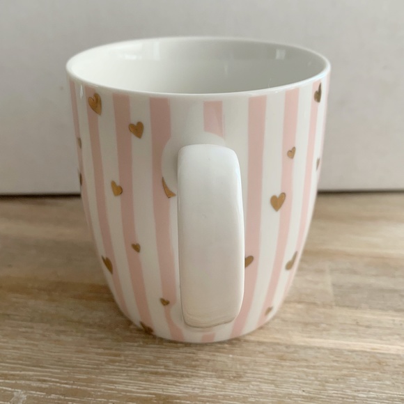Add on item $5 Coco + Lola Pink White Stripe Gold Heart Mug Valentines Day - Picture 4 of 8